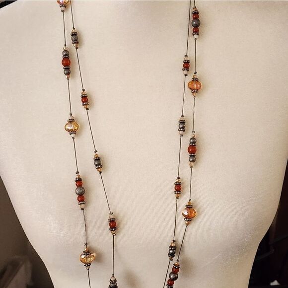 Charming charlie silver double strand floating crystal necklace - Picture 8 of 11